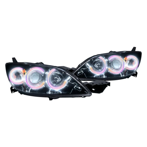 Oracle Lighting® - Chrome Projector Headlights with ColorSHIFT Bluetooth SMD LED Halos Preinstalled, Mazda 3