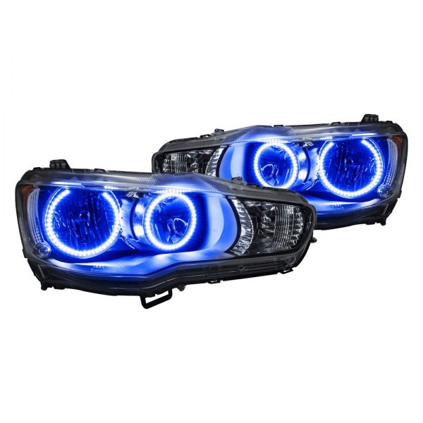 Oracle Lighting® - Chrome Crystal Headlights with Blue SMD LED Halos Preinstalled, Mitsubishi Lancer