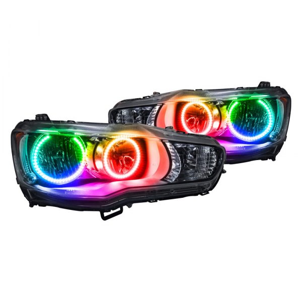 Oracle Lighting® - Chrome Crystal Headlights with ColorSHIFT SMD LED Halos Preinstalled, Mitsubishi Lancer