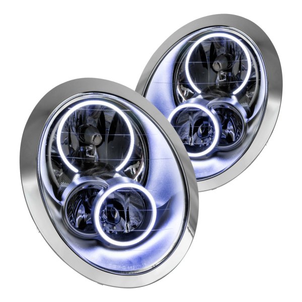 Oracle Lighting® - Chrome Crystal Headlights with White SMD LED Halos Preinstalled, Mini Cooper