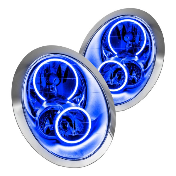 Oracle Lighting® - Chrome Crystal Headlights with Blue SMD LED Halos Preinstalled, Mini Cooper
