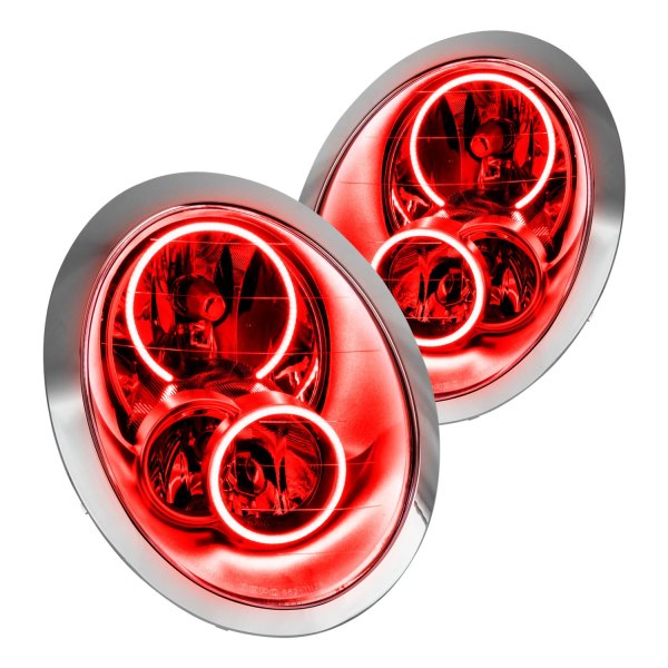 Oracle Lighting® - Chrome Crystal Headlights with Red SMD LED Halos Preinstalled, Mini Cooper