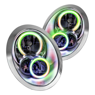 Oracle Lighting® - Chrome Crystal Headlights with ColorSHIFT-Simple SMD LED Halos Preinstalled