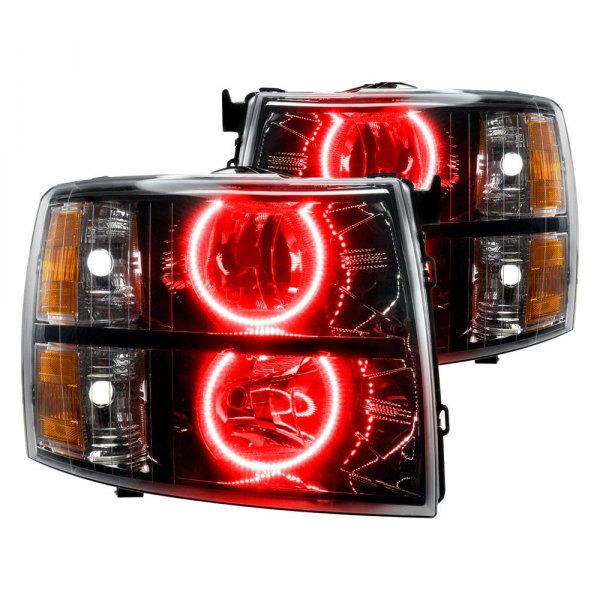 Oracle Lighting® - Black Crystal Headlights with Red SMD LED Halos Preinstalled