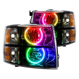 Oracle Lighting® - Black Crystal Headlights with ColorSHIFT RF SMD LED Halos Preinstalled