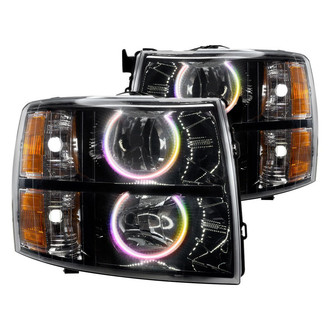 Oracle Lighting® - Black Crystal Headlights with ColorSHIFT-Simple SMD LED Halos Preinstalled