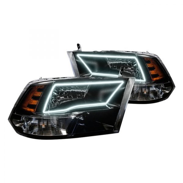 Oracle Lighting® - Black Crystal Headlights with White SMD LED Halos Preinstalled, Dodge Ram