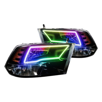 Oracle Lighting® - Black Crystal Headlights with ColorSHIFT Bluetooth SMD LED Halos Preinstalled