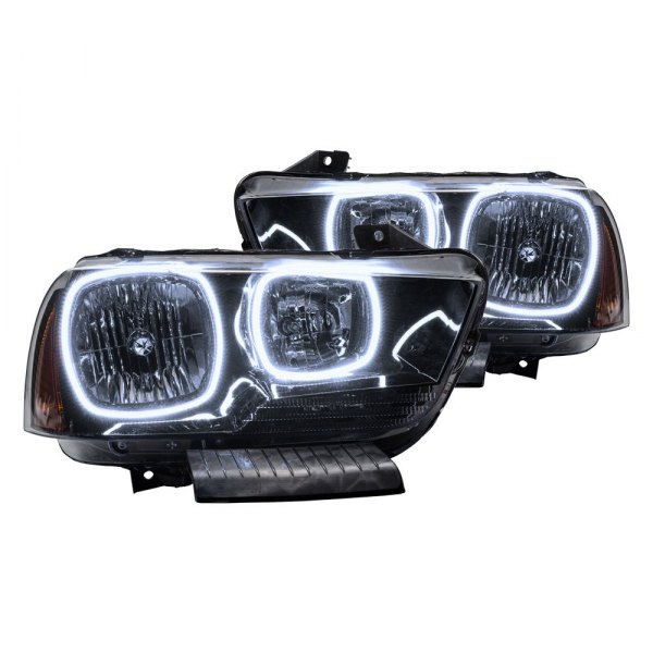 Oracle Lighting® - Black Crystal Headlights with White SMD LED Halos Preinstalled, Dodge Charger