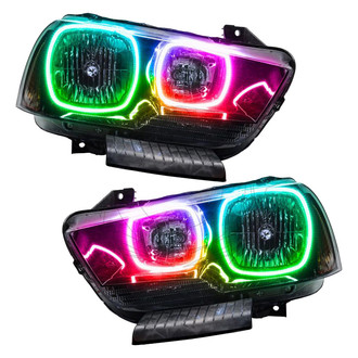Oracle Lighting® - Black Crystal Headlights with ColorSHIFT SMD LED Halos Preinstalled