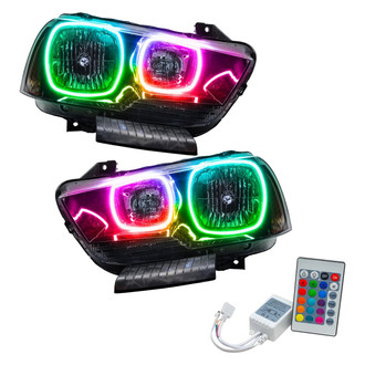 Oracle Lighting® - Black Crystal Headlights with ColorSHIFT-Simple SMD LED Halos Preinstalled