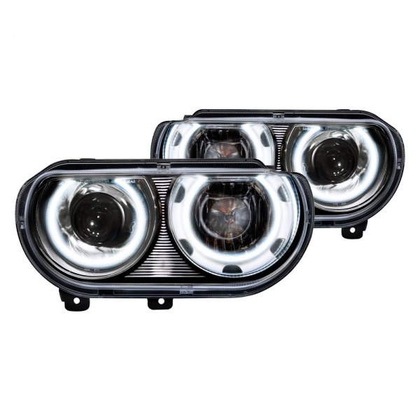 Oracle Lighting® - Chrome Projector Headlights with White SMD LED Halos Preinstalled, Dodge Challenger