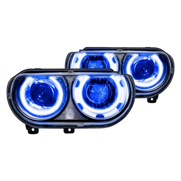 Oracle Lighting® - Chrome Projector Headlights with Blue SMD LED Halos Preinstalled, Dodge Challenger
