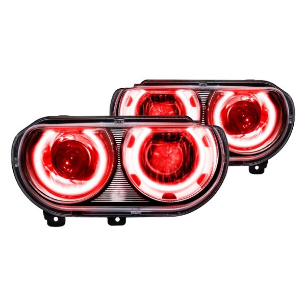 Oracle Lighting® - Chrome Projector Headlights with Red SMD LED Halos Preinstalled, Dodge Challenger