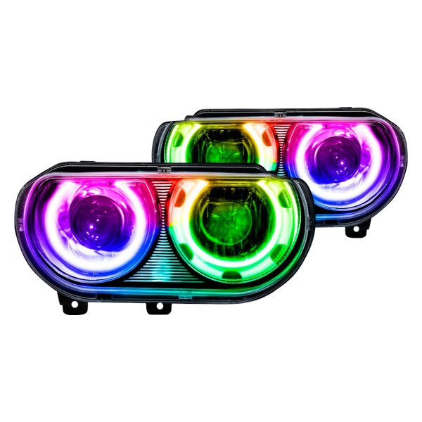Oracle Lighting® - Projector Headlights with Dynamic ColorSHIFT SMD LED Halos Preinstalled, Dodge Challenger