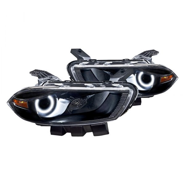 Oracle Lighting® - Black Projector Headlights with White SMD LED Halos Preinstalled, Dodge Dart
