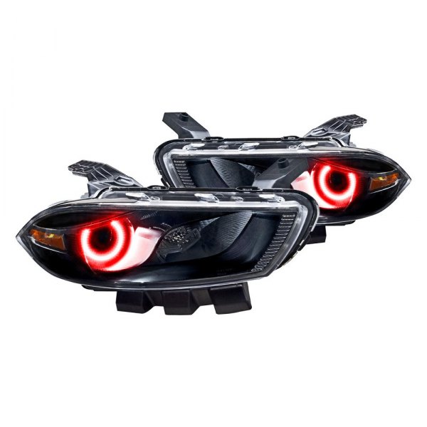 Oracle Lighting® - Black Projector Headlights with Red SMD LED Halos Preinstalled, Dodge Dart