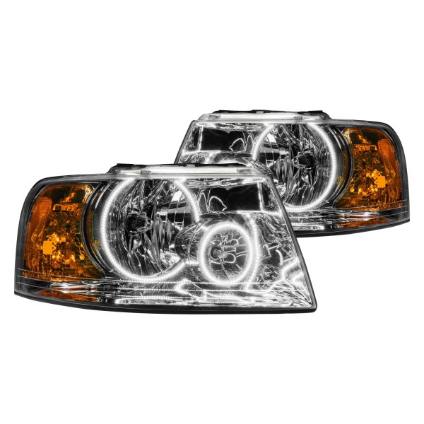 Oracle Lighting® - Chrome Crystal Headlights with White SMD LED Halos Preinstalled, Ford Expedition