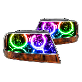 Oracle Lighting® - Black Crystal Headlights with ColorSHIFT SMD LED Halos Preinstalled