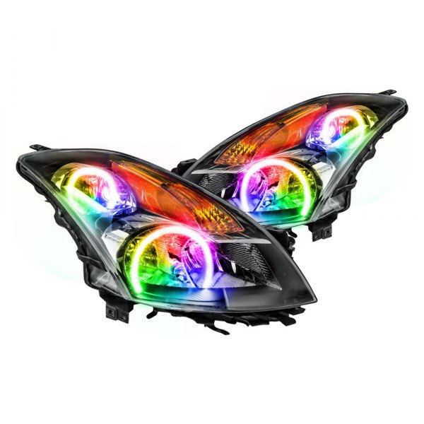 Oracle Lighting® - Black Crystal Headlights with ColorSHIFT Bluetooth SMD LED Halos Preinstalled, Nissan Altima