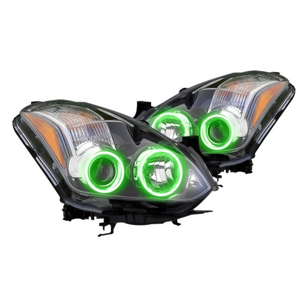 Oracle Lighting® - Chrome Projector Headlights with Green SMD LED Halos Preinstalled, Nissan Altima