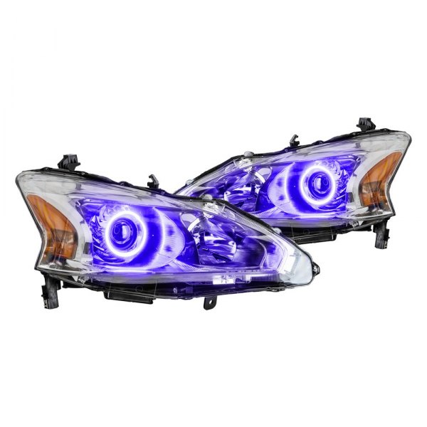 Oracle Lighting® - Chrome Projector Headlights with UV/Purple SMD LED Halos Preinstalled, Nissan Altima