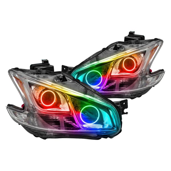 Oracle Lighting® - Black Projector Headlights with ColorSHIFT Bluetooth SMD LED Halos Preinstalled, Nissan Maxima