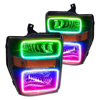 Oracle Lighting® - Black Crystal Headlights with ColorSHIFT Bluetooth SMD LED Halos Preinstalled
