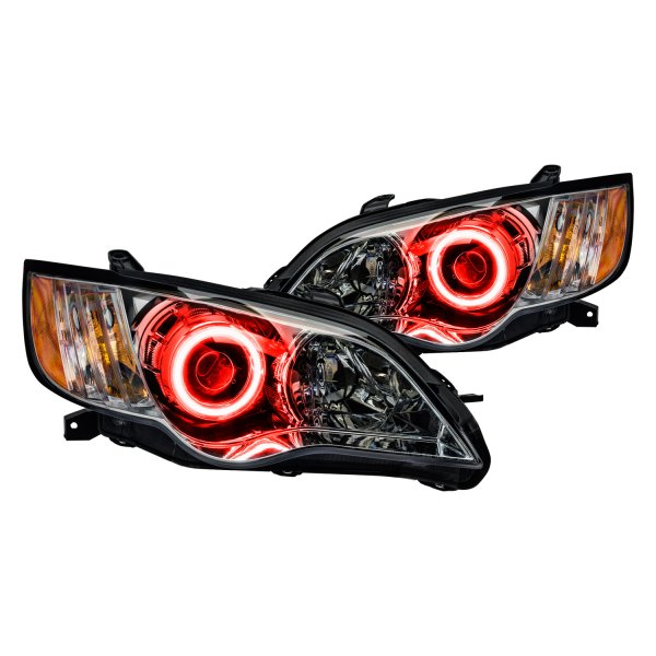Oracle Lighting® - Chrome Projector Headlights with Red SMD LED Halos Preinstalled, Subaru Legacy