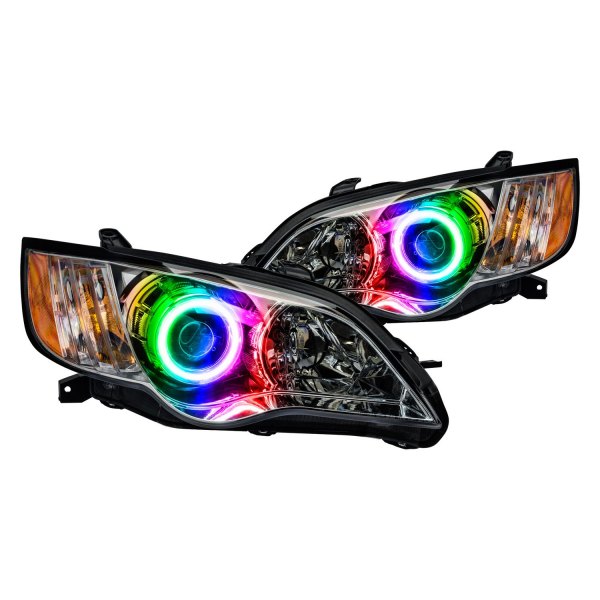 Oracle Lighting® - Chrome Projector Headlights with ColorSHIFT Bluetooth SMD LED Halos Preinstalled, Subaru Legacy