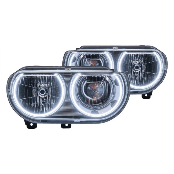 Oracle Lighting® - Chrome Crystal Headlights with White SMD LED Halos Preinstalled, Dodge Challenger