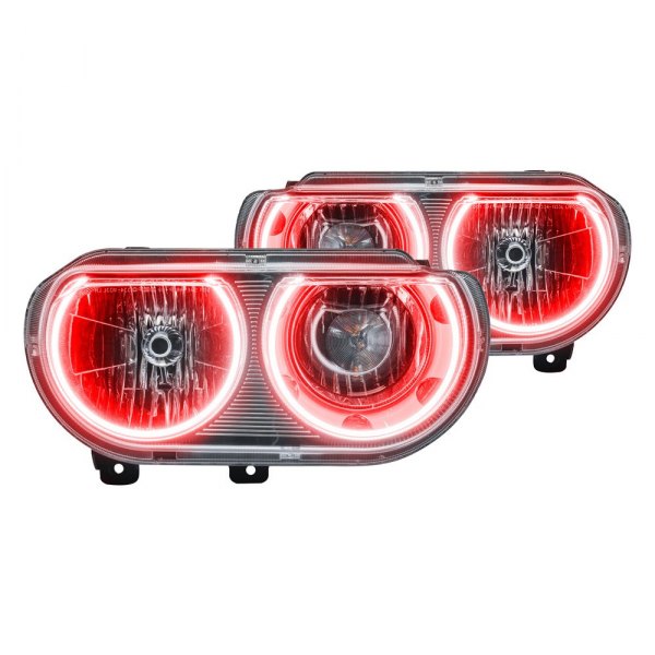 Oracle Lighting® - Chrome Crystal Headlights with Red SMD LED Halos Preinstalled, Dodge Challenger