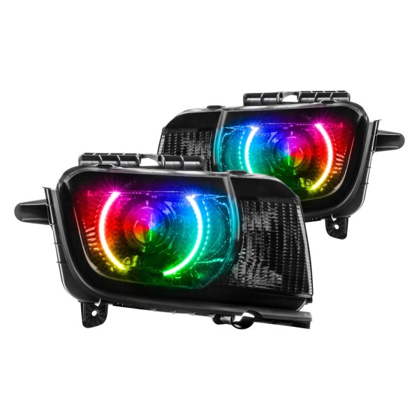 Oracle Lighting® - Black Projector Headlights with ColorSHIFT Bluetooth SMD LED Halos Preinstalled, Chevy Camaro