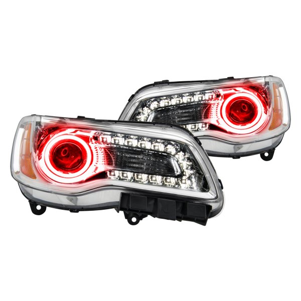 Oracle Lighting® - Chrome Projector Headlights with Red SMD LED Halos Preinstalled, Chrysler 300
