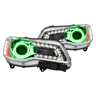 Oracle Lighting® - Chrome Projector Headlights with Green SMD LED Halos Preinstalled
