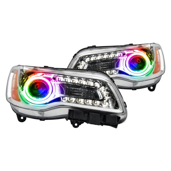Oracle Lighting® - Chrome Projector Headlights with ColorSHIFT Bluetooth SMD LED Halos Preinstalled, Chrysler 300C