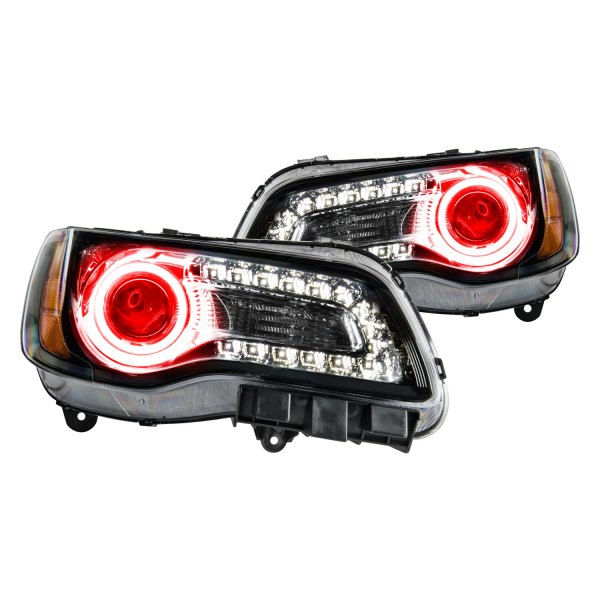 Oracle Lighting® - Black Projector Headlights with Red SMD LED Halos Preinstalled, Chrysler 300
