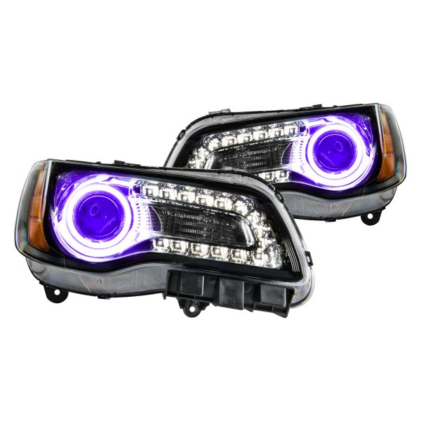 Oracle Lighting® - Black Projector Headlights with UV/Purple SMD LED Halos Preinstalled, Chrysler 300