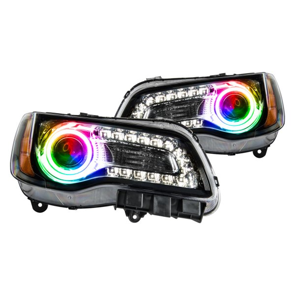 Oracle Lighting® - Black Projector Headlights with ColorSHIFT 2.0 SMD LED Halos Preinstalled, Chrysler 300