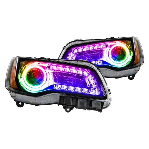 Oracle Lighting® - Black Projector Headlights with ColorSHIFT 2.0 SMD LED Halos Preinstalled, Chrysler 300