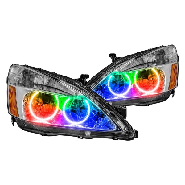 Oracle Lighting® - Chrome Crystal Headlights with ColorSHIFT Bluetooth SMD LED Halos Preinstalled, Honda Accord