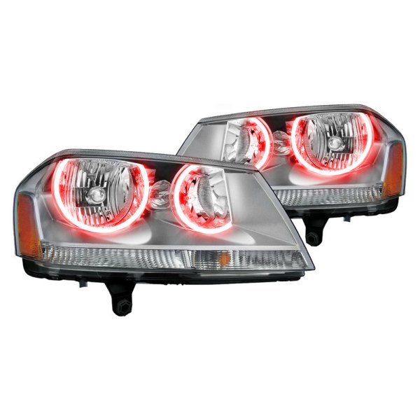 Oracle Lighting® - Chrome Crystal Headlights with Red SMD LED Halos Preinstalled, Dodge Avenger