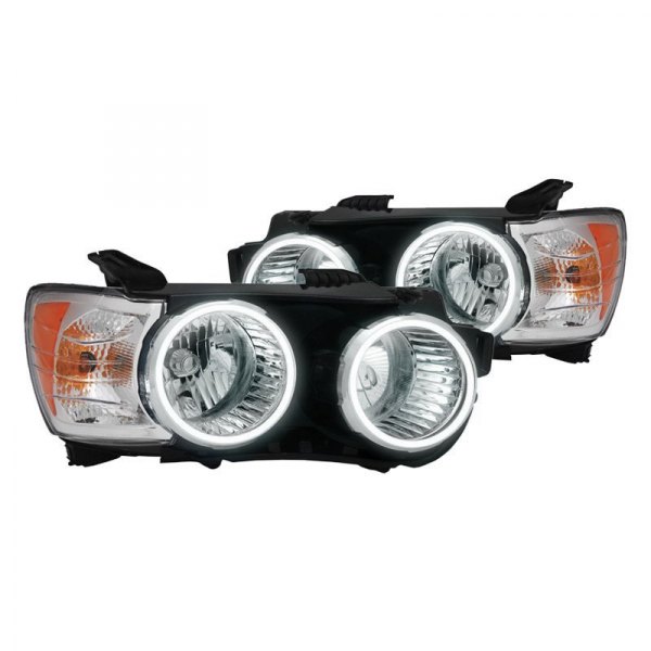 Oracle Lighting® - Chrome Crystal Headlights with White SMD LED Halos Preinstalled, Chevy Sonic