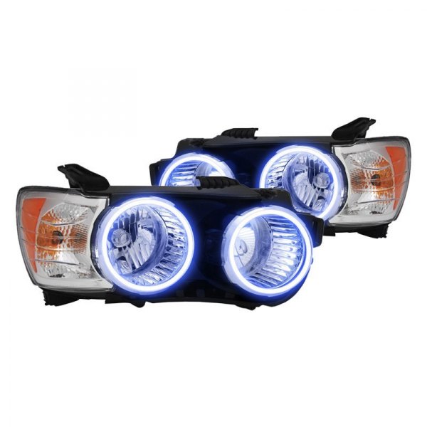 Oracle Lighting® - Chrome Crystal Headlights with Blue SMD LED Halos Preinstalled, Chevy Sonic