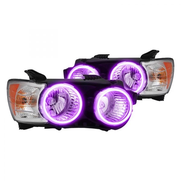 Oracle Lighting® - Chrome Crystal Headlights with UV/Purple SMD LED Halos Preinstalled, Chevy Sonic