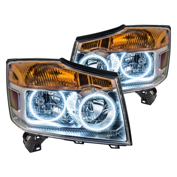 Oracle Lighting® - Chrome Crystal Headlights with White SMD LED Halos Preinstalled, Nissan Armada