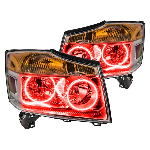 Oracle Lighting® - Chrome Crystal Headlights with Red SMD LED Halos Preinstalled, Nissan Armada