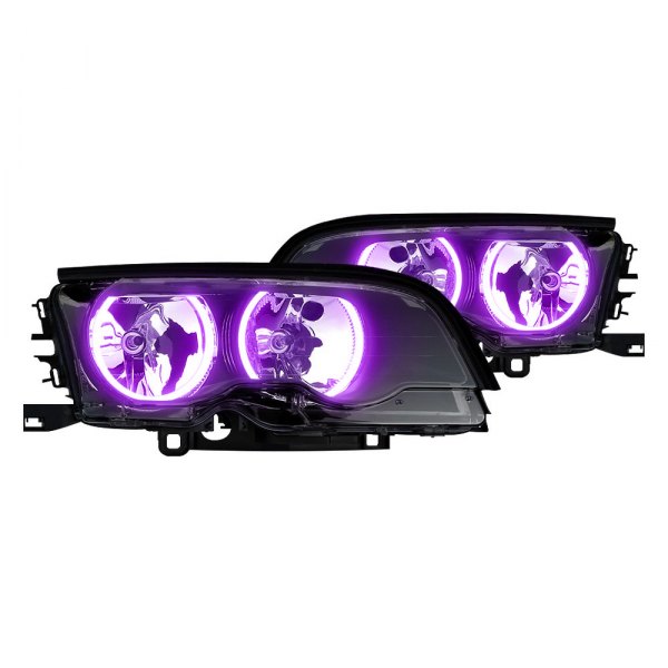 Oracle Lighting® - Black Projector Headlights with UV/Purple SMD LED Halos Preinstalled, BMW 3-Series
