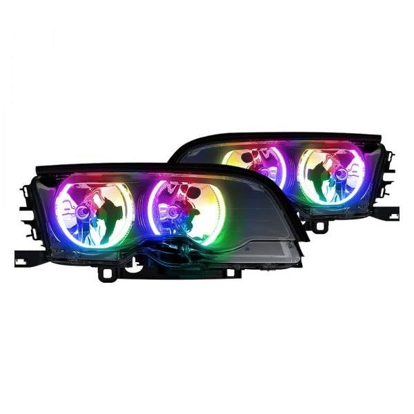 Oracle Lighting® - Black Projector Headlights with ColorSHIFT Bluetooth SMD LED Halos Preinstalled, BMW 3-Series