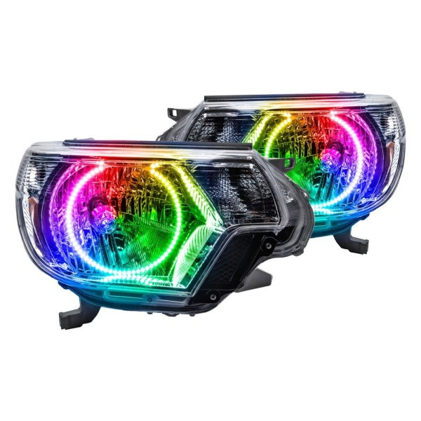 Oracle Lighting® - Chrome Projector Headlights with ColorSHIFT Bluetooth SMD LED Halos Preinstalled, Toyota Tacoma